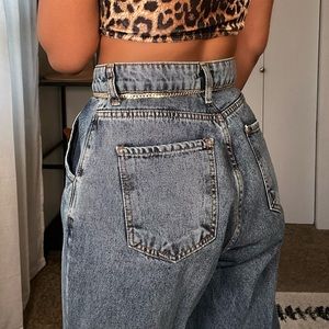 Acid washed high waisted mom jeans